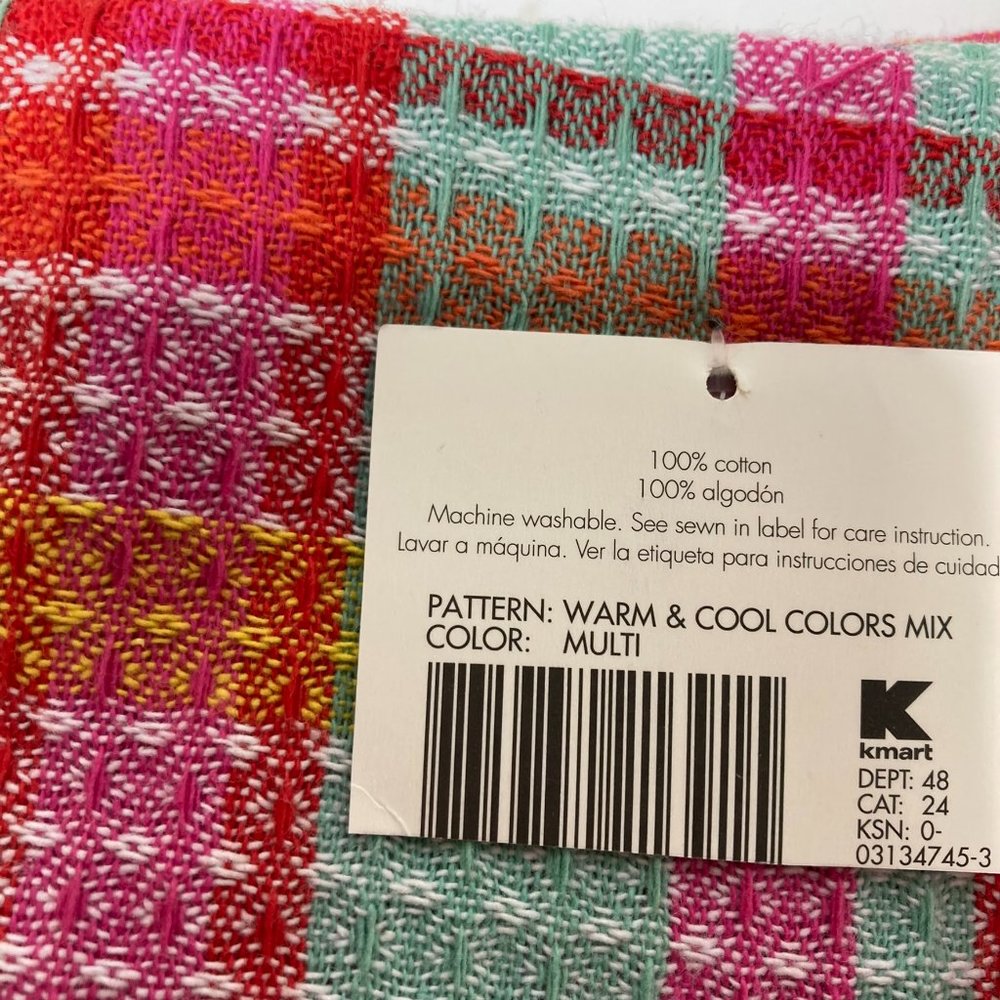 100% Cotton Kitchen Towels Waffle Spring Colors Pink Yellow Green - Picture 7 of 13
